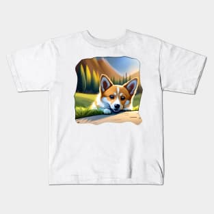 Corgi sun bathing Kids T-Shirt